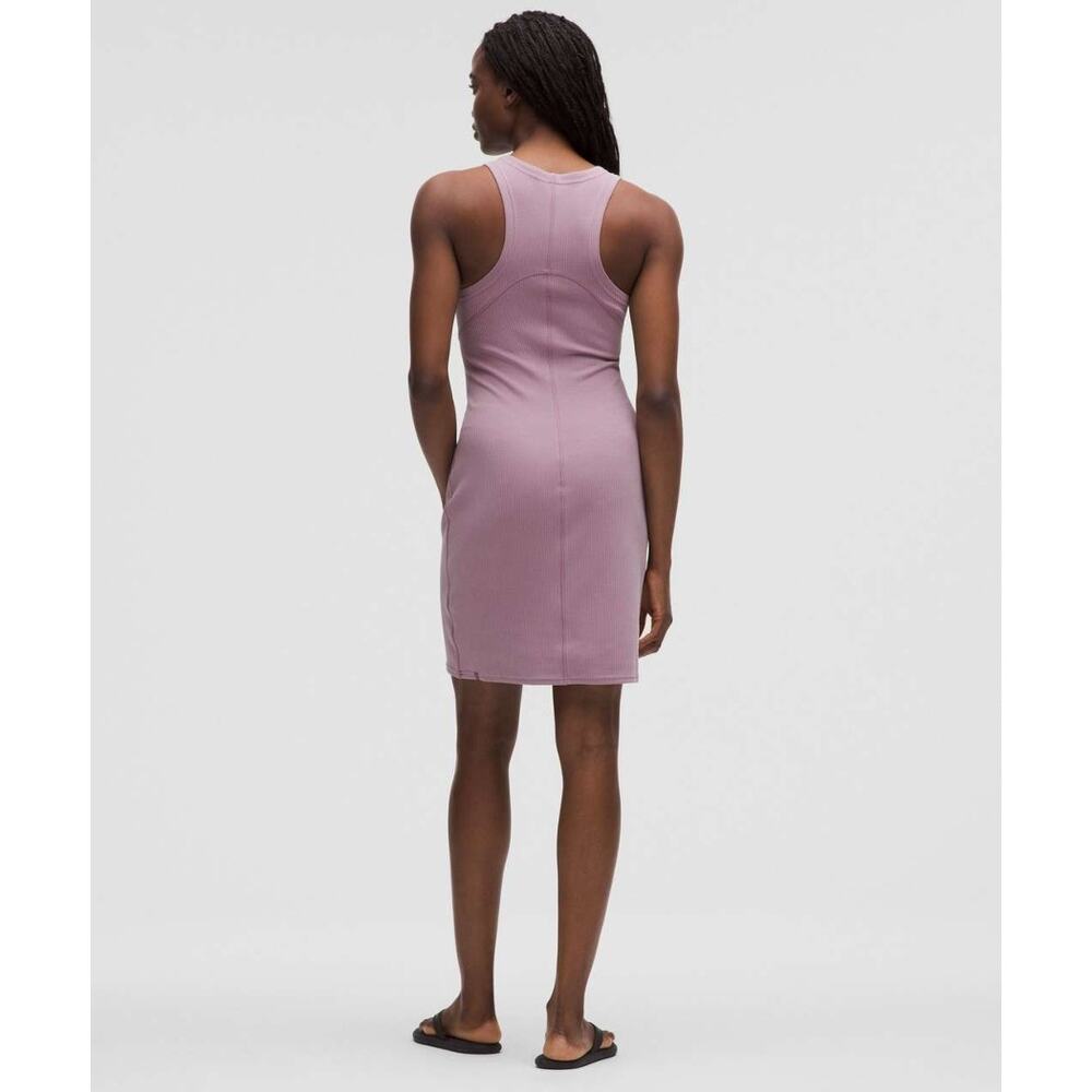 NWT Lululemon Ribbed Softstreme Slim-Fit Tank Dress Lavender Lux Size 12 - Picture 2 of 4